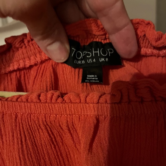 Burnt orange boho off/on shoulders romper - Picture 12 of 15